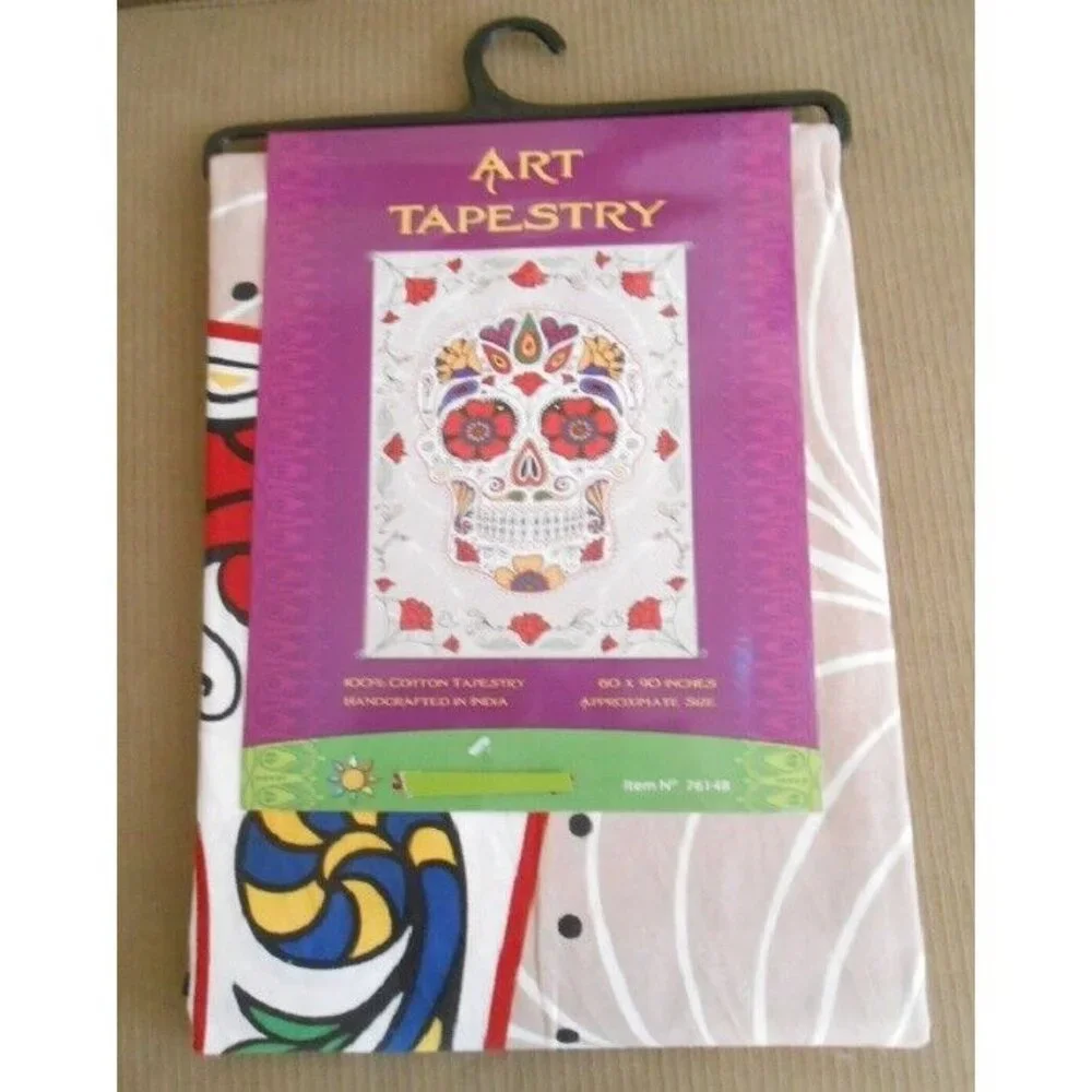 New 3D White Sugar Skull Wall Tapestry 60X90 Day of the Dead Skulls Bed Sheet